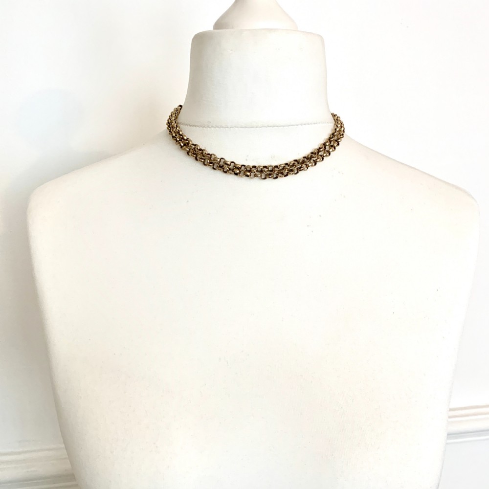 Very Long Victorian 9CT Gold Sautoir Chain with Dog Clip View X