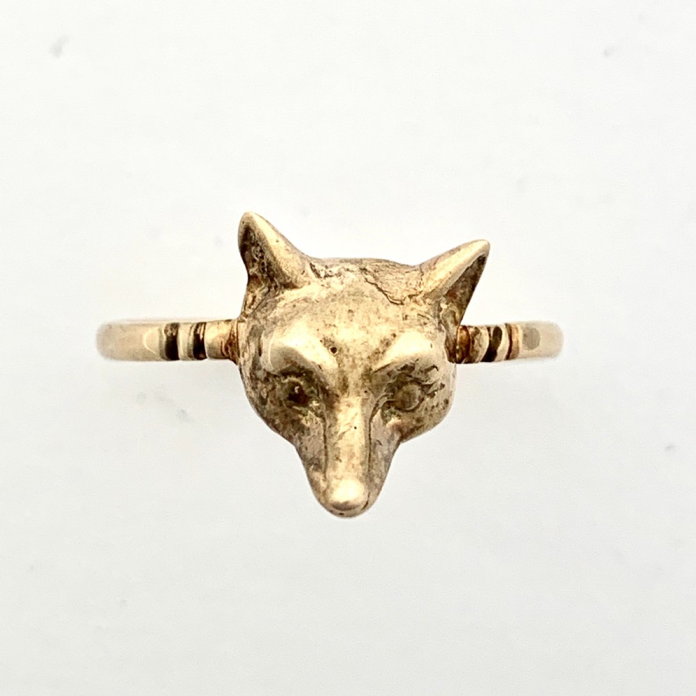 Victorian Fox Head Rose Gold Ring