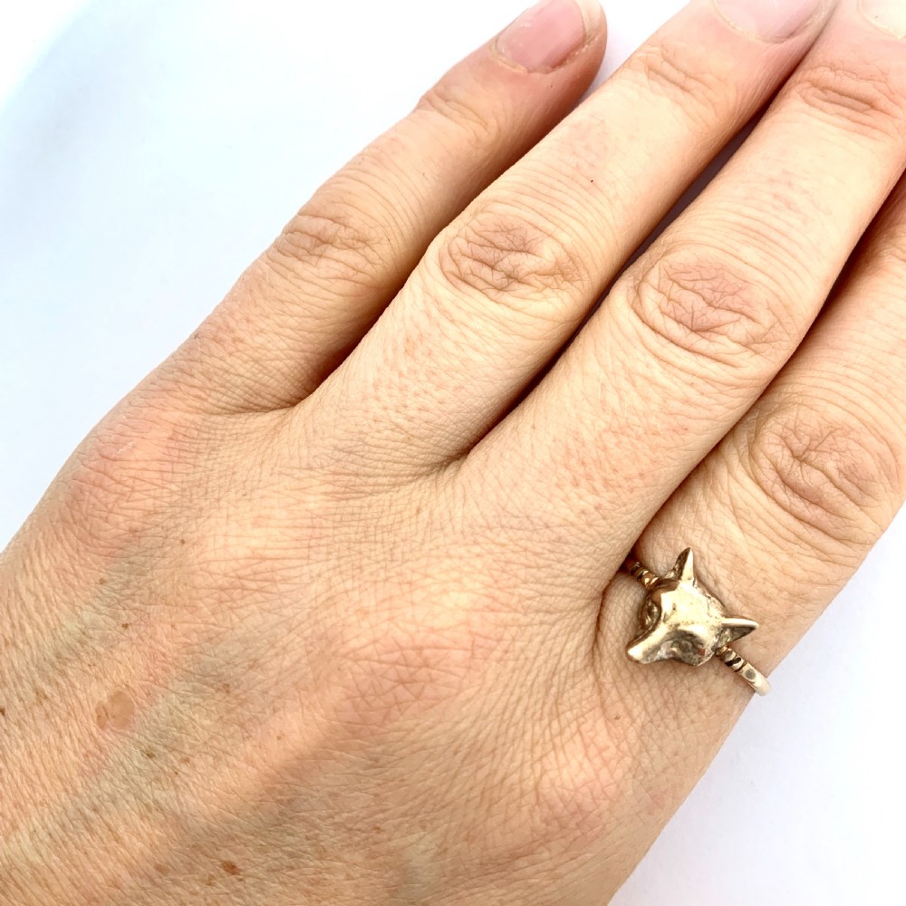 Victorian Fox Head Rose Gold Ring View IV