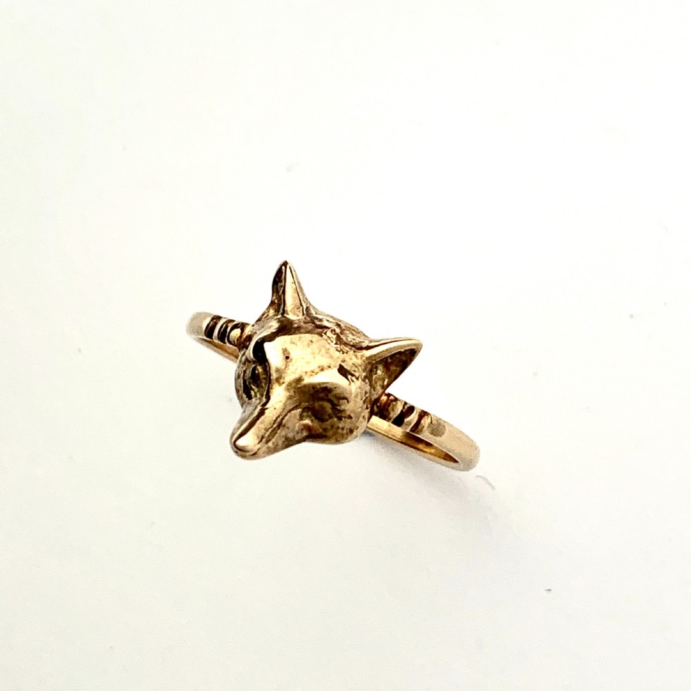 Victorian Fox Head Rose Gold Ring View VI