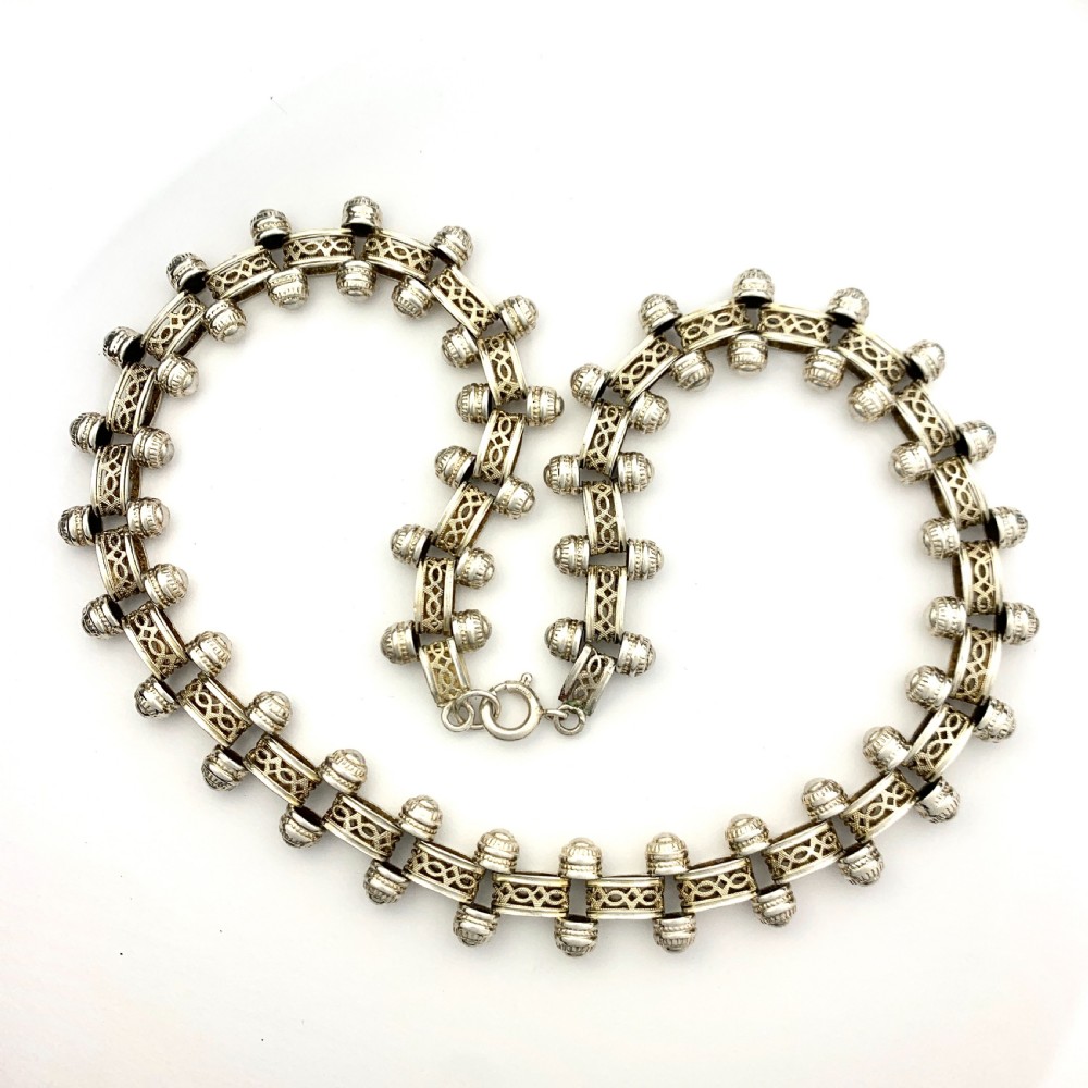 RESERVED for PR • Victorian Sterling Silver Book Chain Collar Necklace