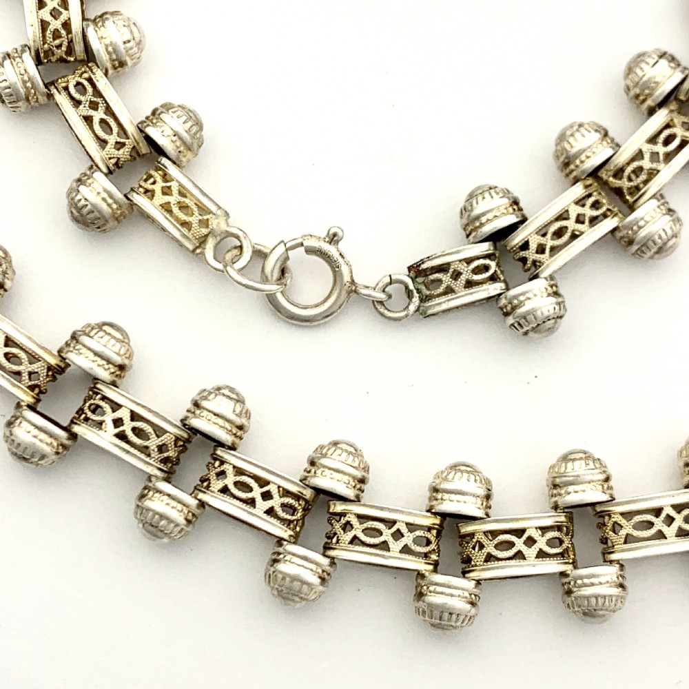 RESERVED for PR • Victorian Sterling Silver Book Chain Collar Necklace View II