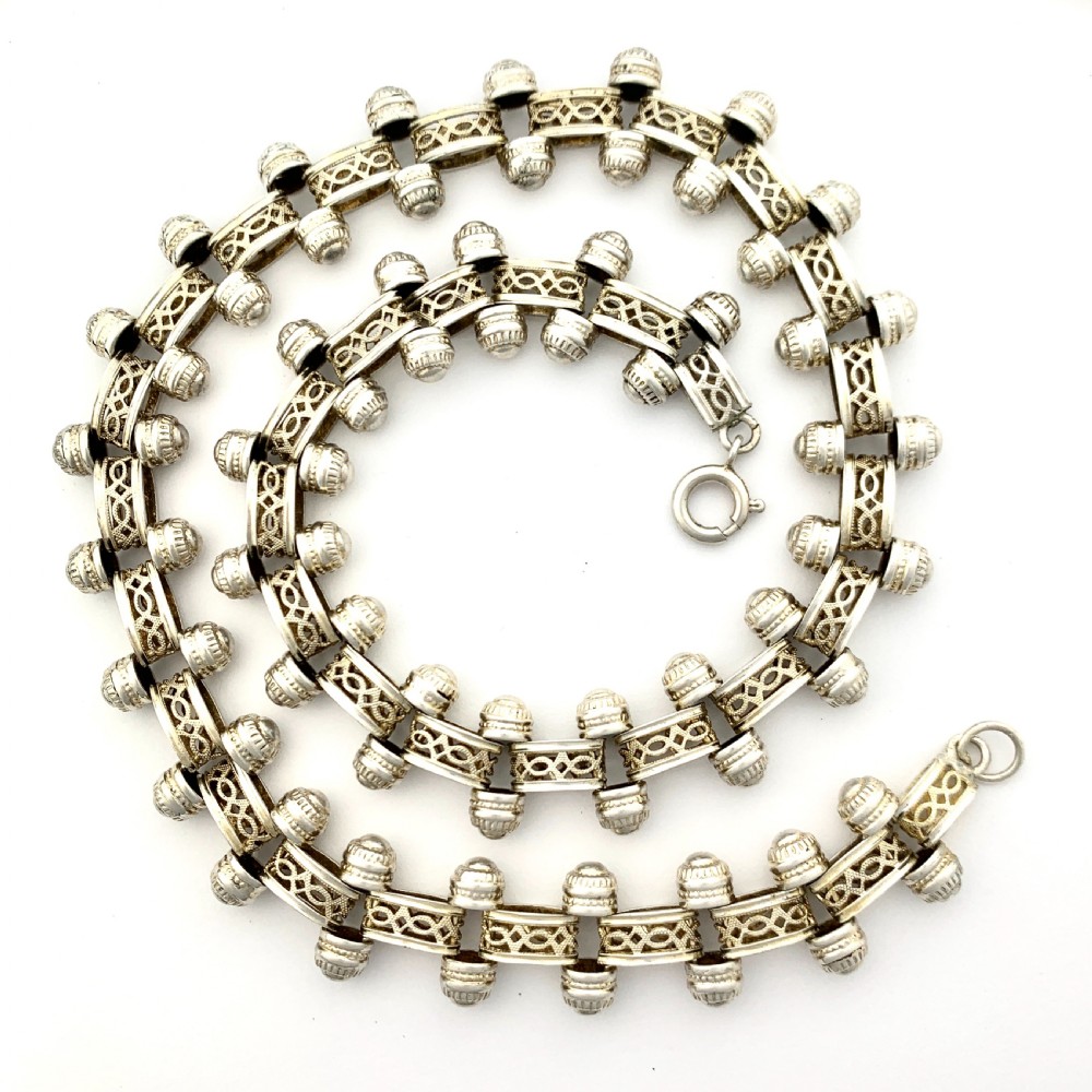 RESERVED for PR • Victorian Sterling Silver Book Chain Collar Necklace View IV