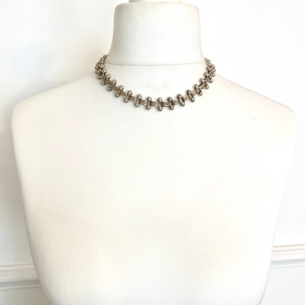 RESERVED for PR • Victorian Sterling Silver Book Chain Collar Necklace View VI