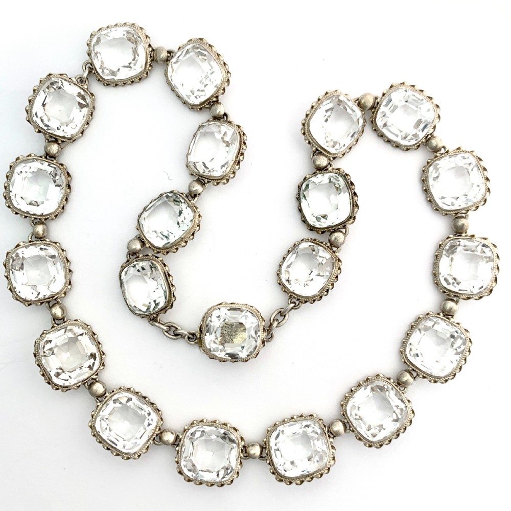 Antique Victorian Quartz and Silver Riviere Necklace View IV