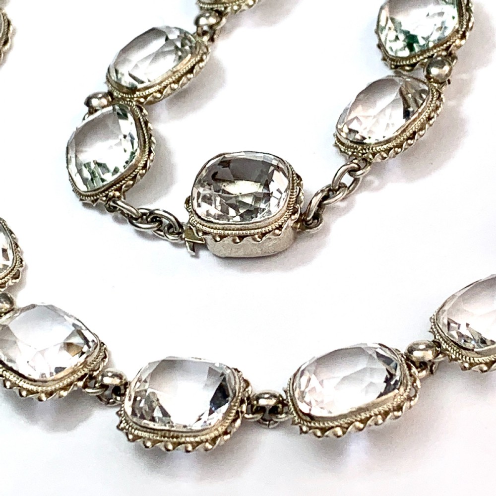 Antique Victorian Quartz and Silver Riviere Necklace View V