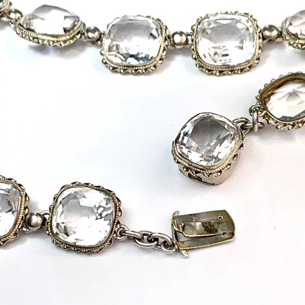 Antique Victorian Quartz and Silver Riviere Necklace View VI