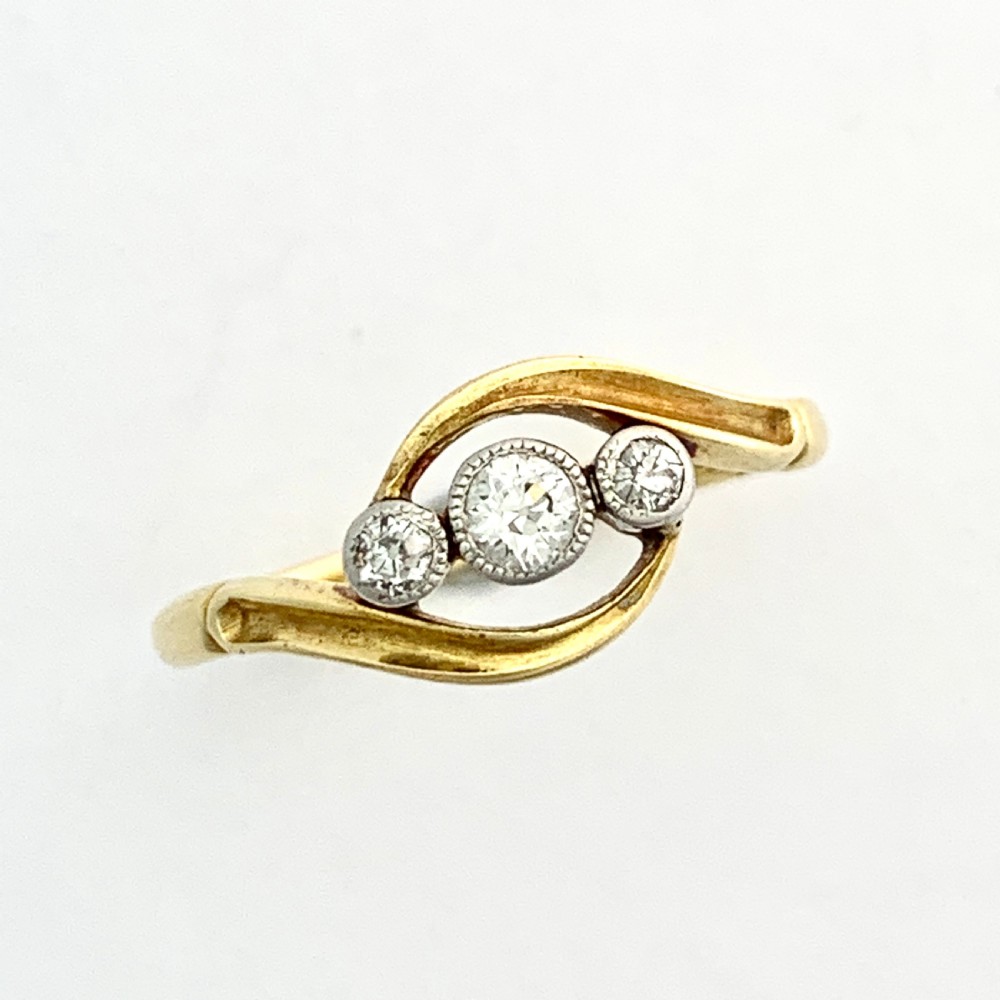 Edwardian 18CT Gold Three-Stone Diamond Ring View II