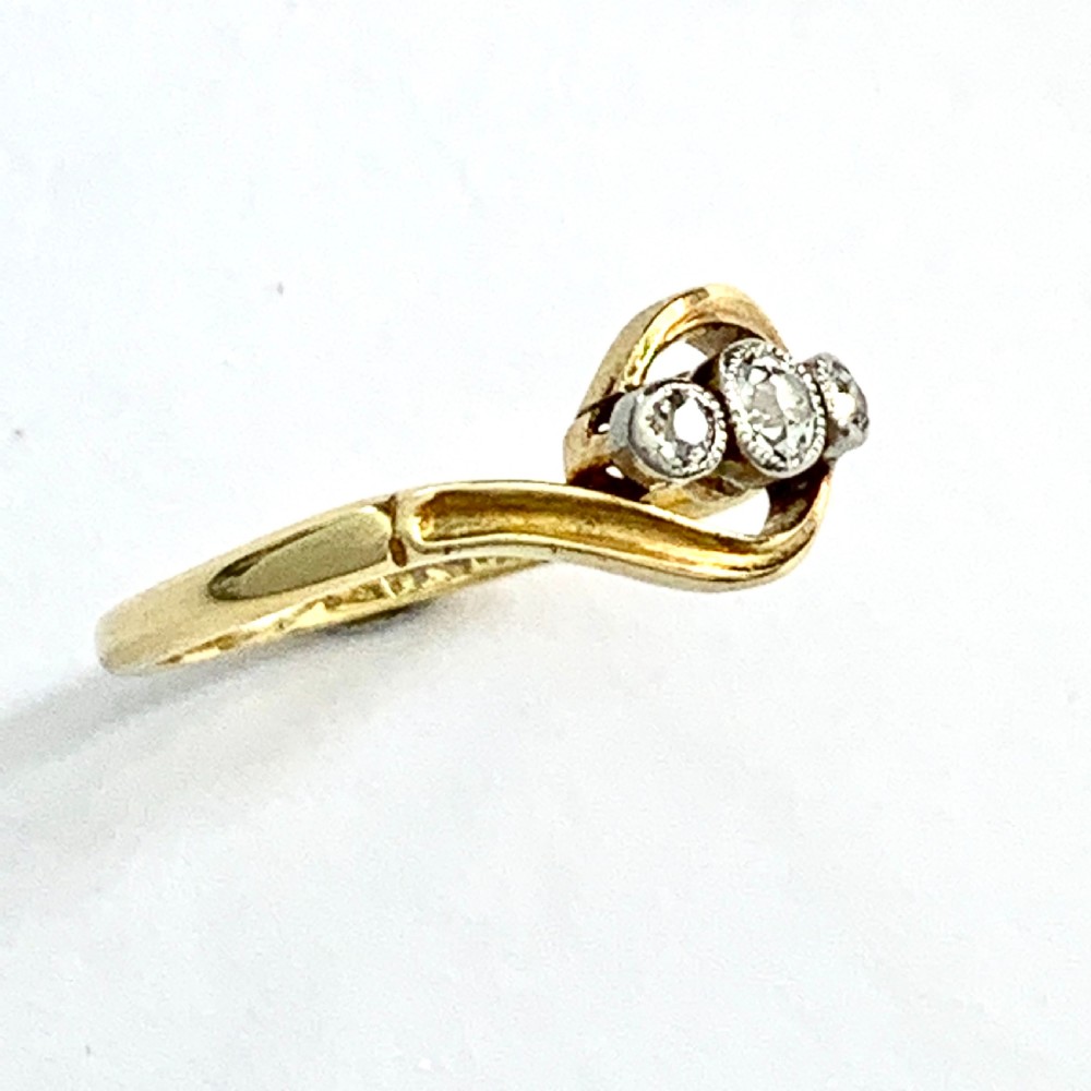 Edwardian 18CT Gold Three-Stone Diamond Ring View IV