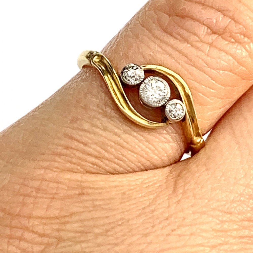 Edwardian 18CT Gold Three-Stone Diamond Ring View V