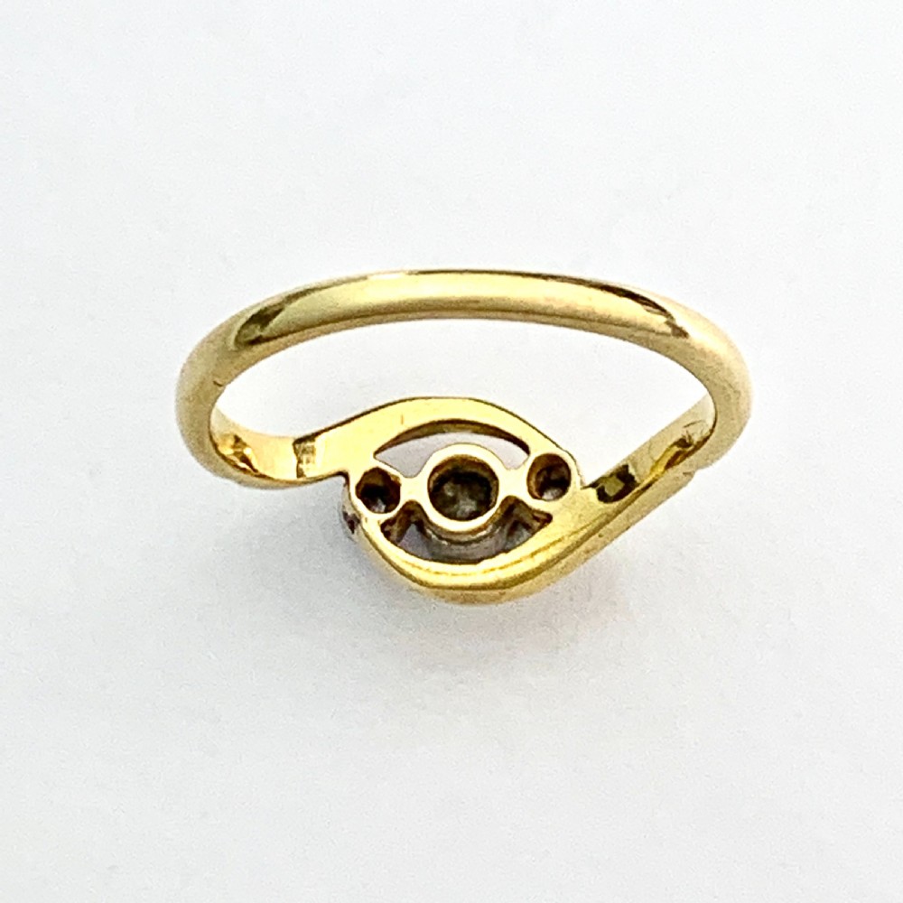 Edwardian 18CT Gold Three-Stone Diamond Ring View VI