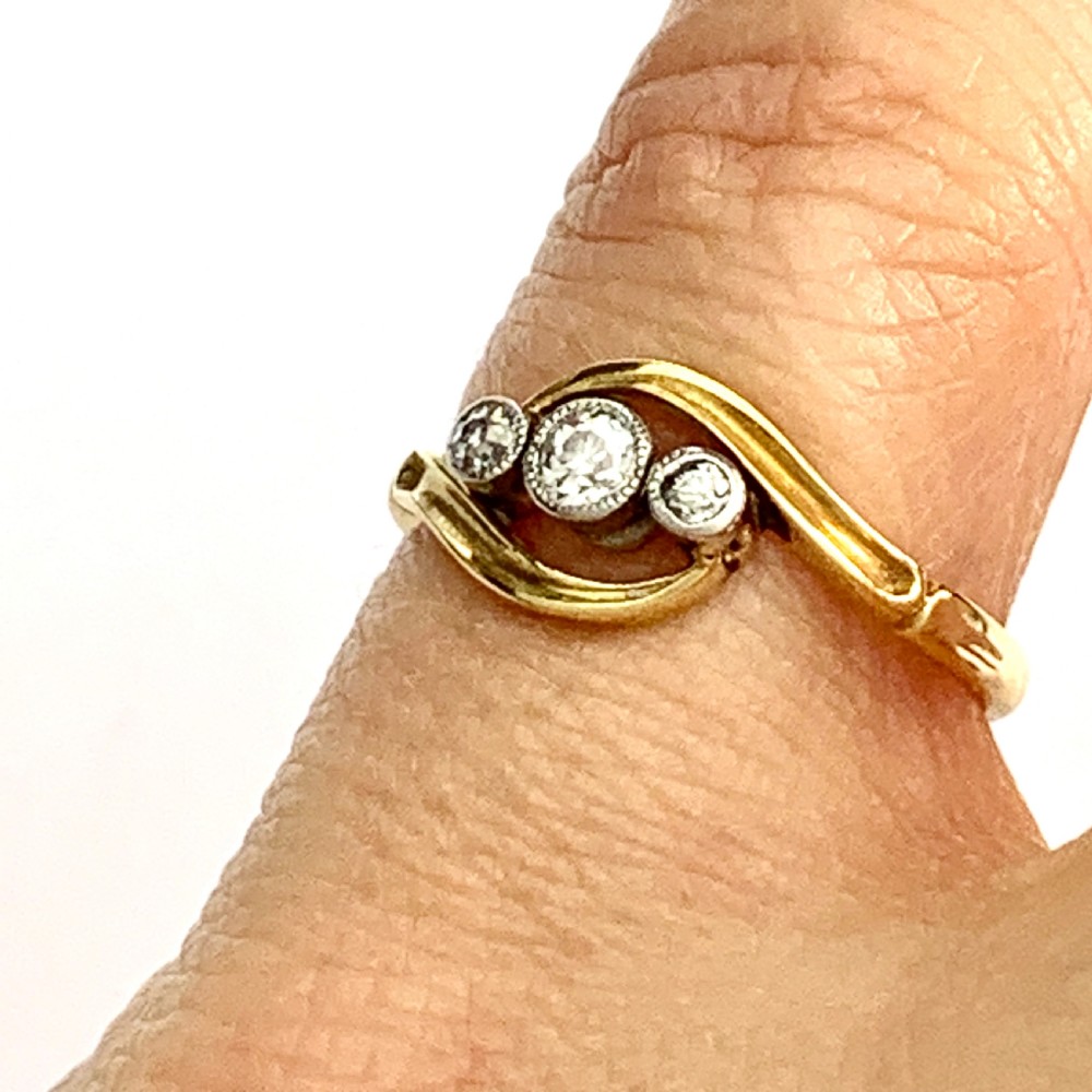 Edwardian 18CT Gold Three-Stone Diamond Ring View VIII