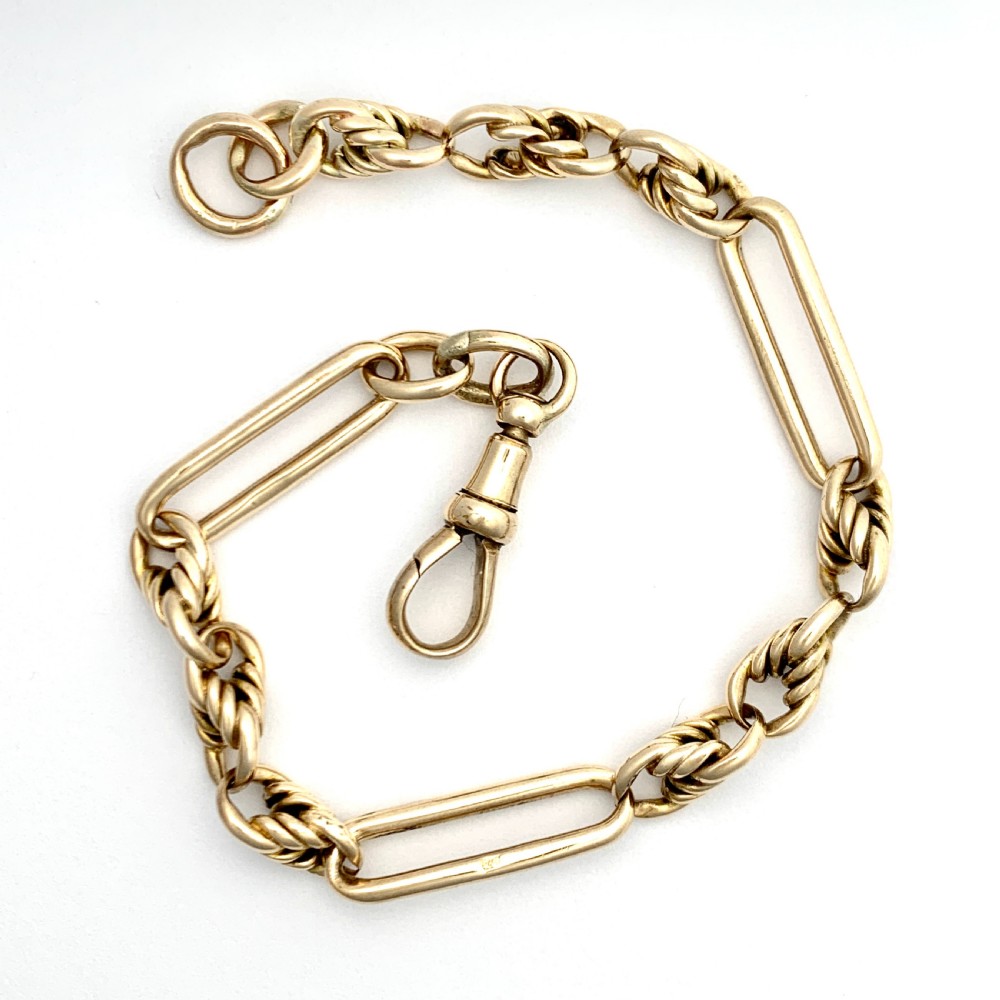 Antique 9CT Gold Fancy Link Bracelet with Dog Clip • 15.6g