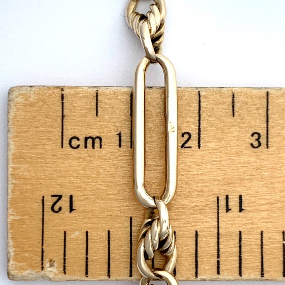 Antique 9CT Gold Fancy Link Bracelet with Dog Clip • 15.6g View II