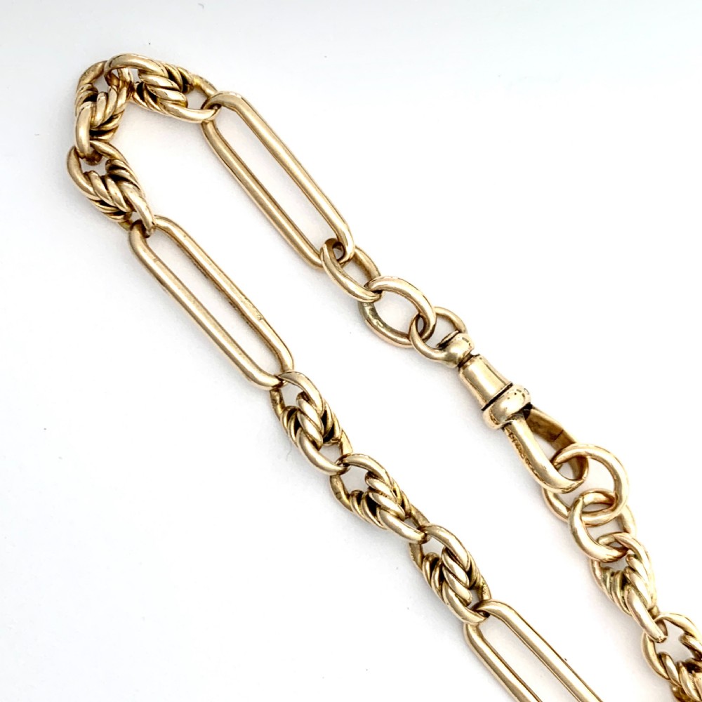 Antique 9CT Gold Fancy Link Bracelet with Dog Clip • 15.6g View V