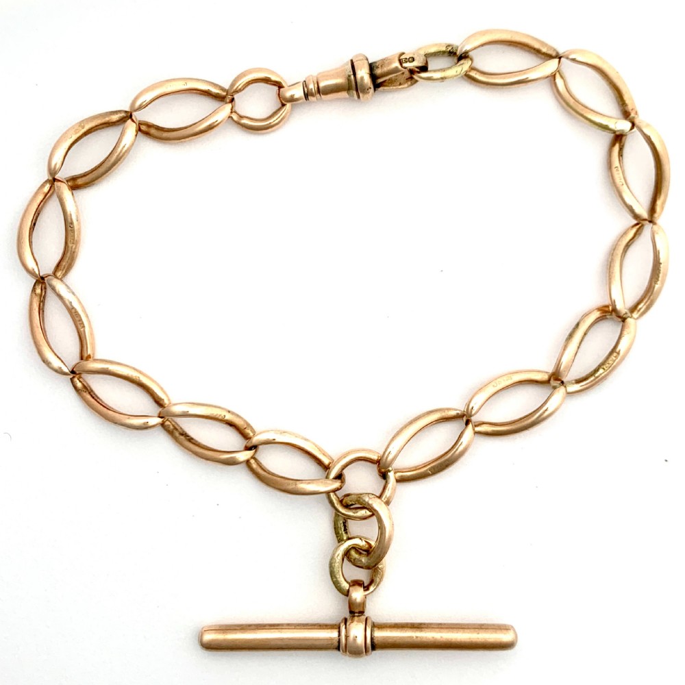 Victorian 9CT Rose Gold Bracelet with T Bar