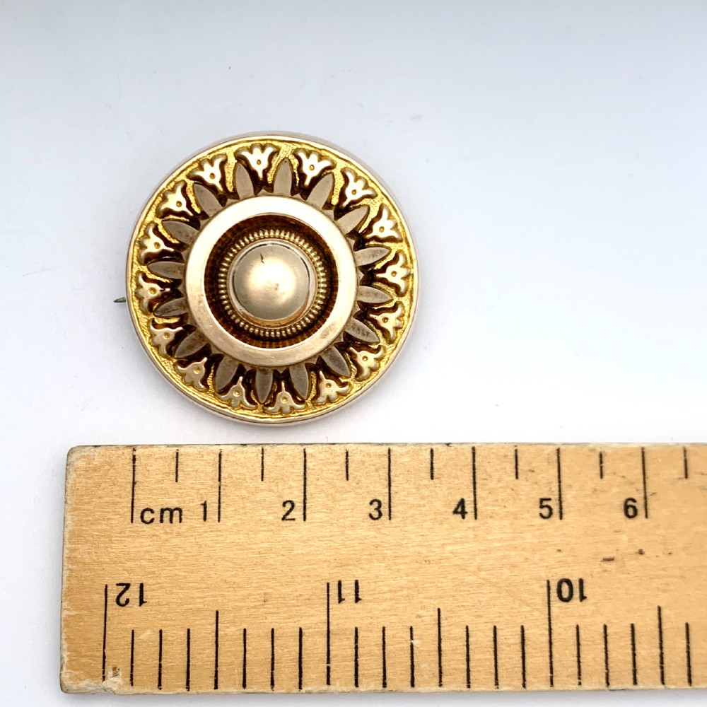 Victorian Etruscan Revival 9CT Gold Sunburst Locket Brooch View VII