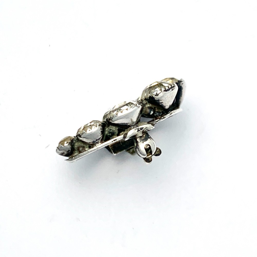 Victorian Silver Horseshoe Crescent Paste Brooch View IV