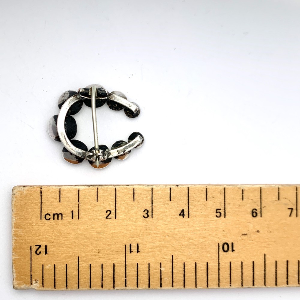 Victorian Silver Horseshoe Crescent Paste Brooch View VII