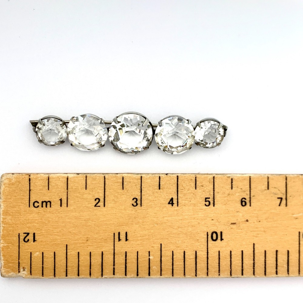 Edwardian/Art Deco Five Stone Faux Diamond Brooch View II