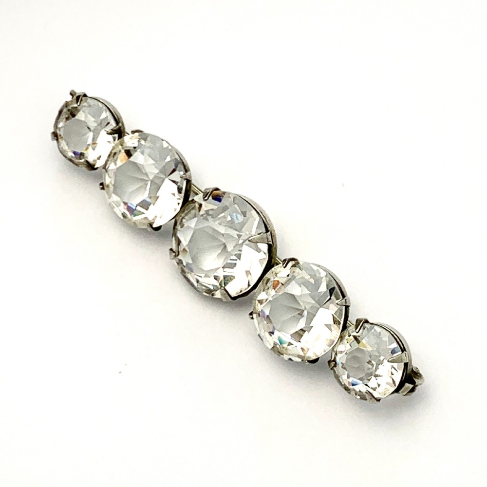 Edwardian/Art Deco Five Stone Faux Diamond Brooch View III