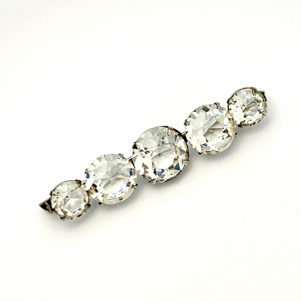 Edwardian/Art Deco Five Stone Faux Diamond Brooch View IV