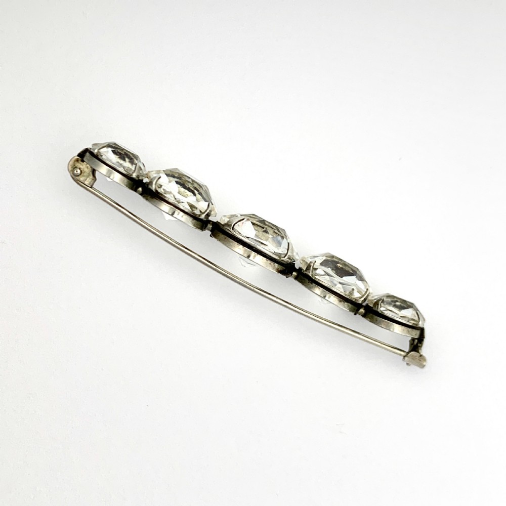 Edwardian/Art Deco Five Stone Faux Diamond Brooch View V