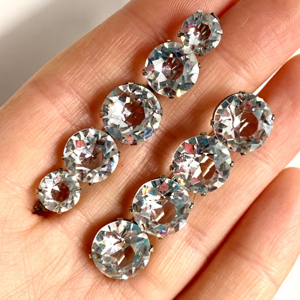 Edwardian/Art Deco Five Stone Faux Diamond Brooch View VII