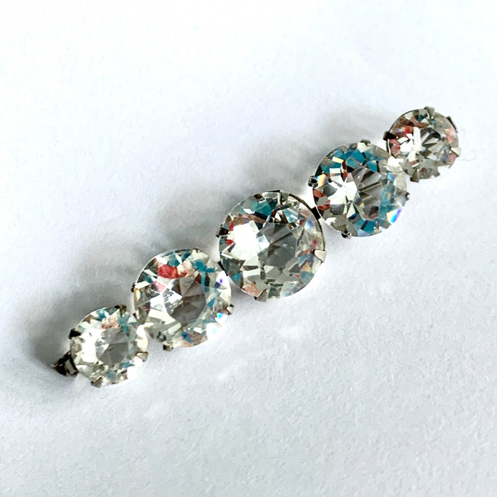 Edwardian/Art Deco Five Stone Faux Diamond Brooch View VIII