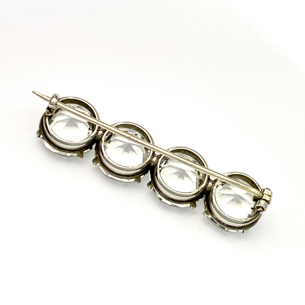 Edwardian/Art Deco Four Stone Faux Diamond Brooch