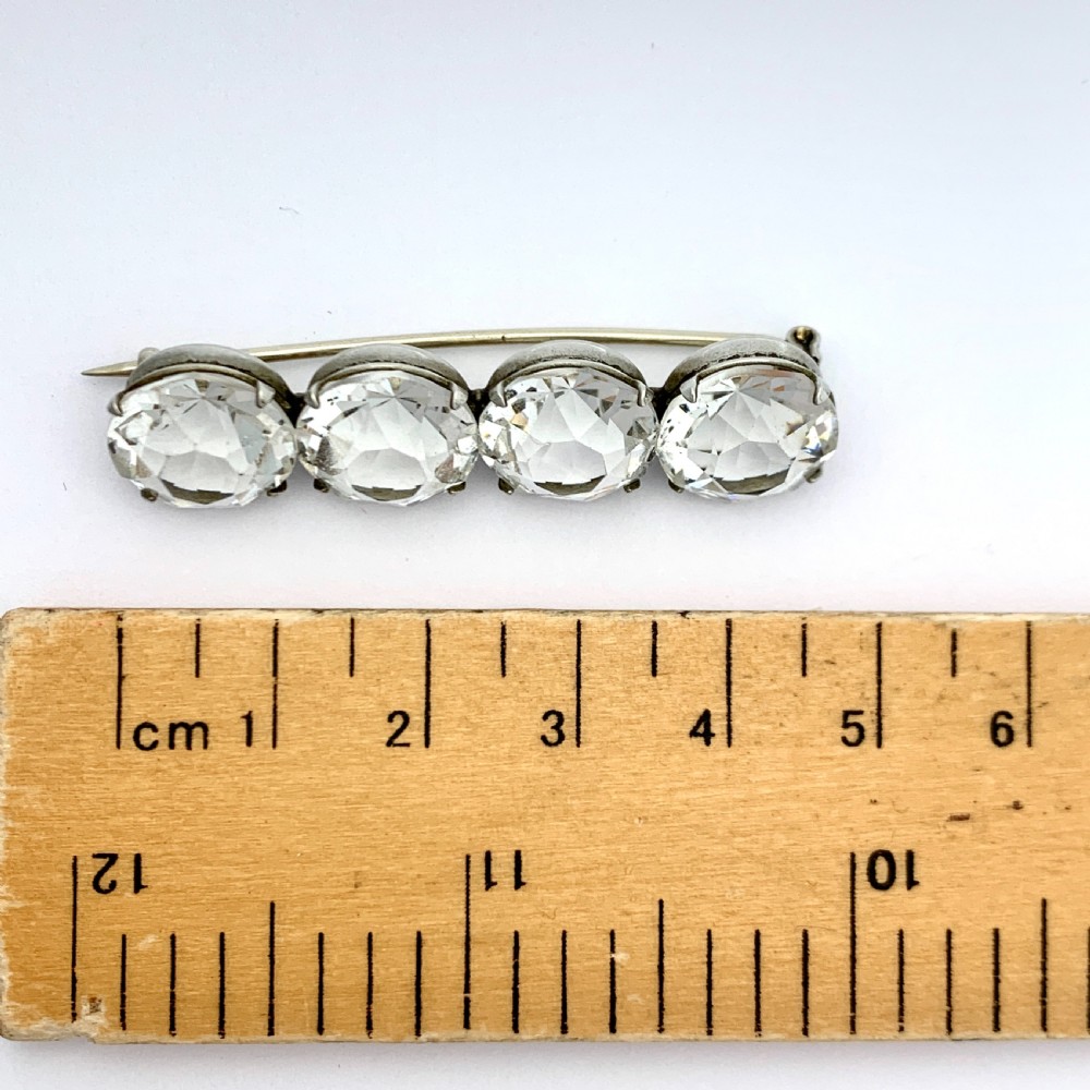 Edwardian/Art Deco Four Stone Faux Diamond Brooch View II