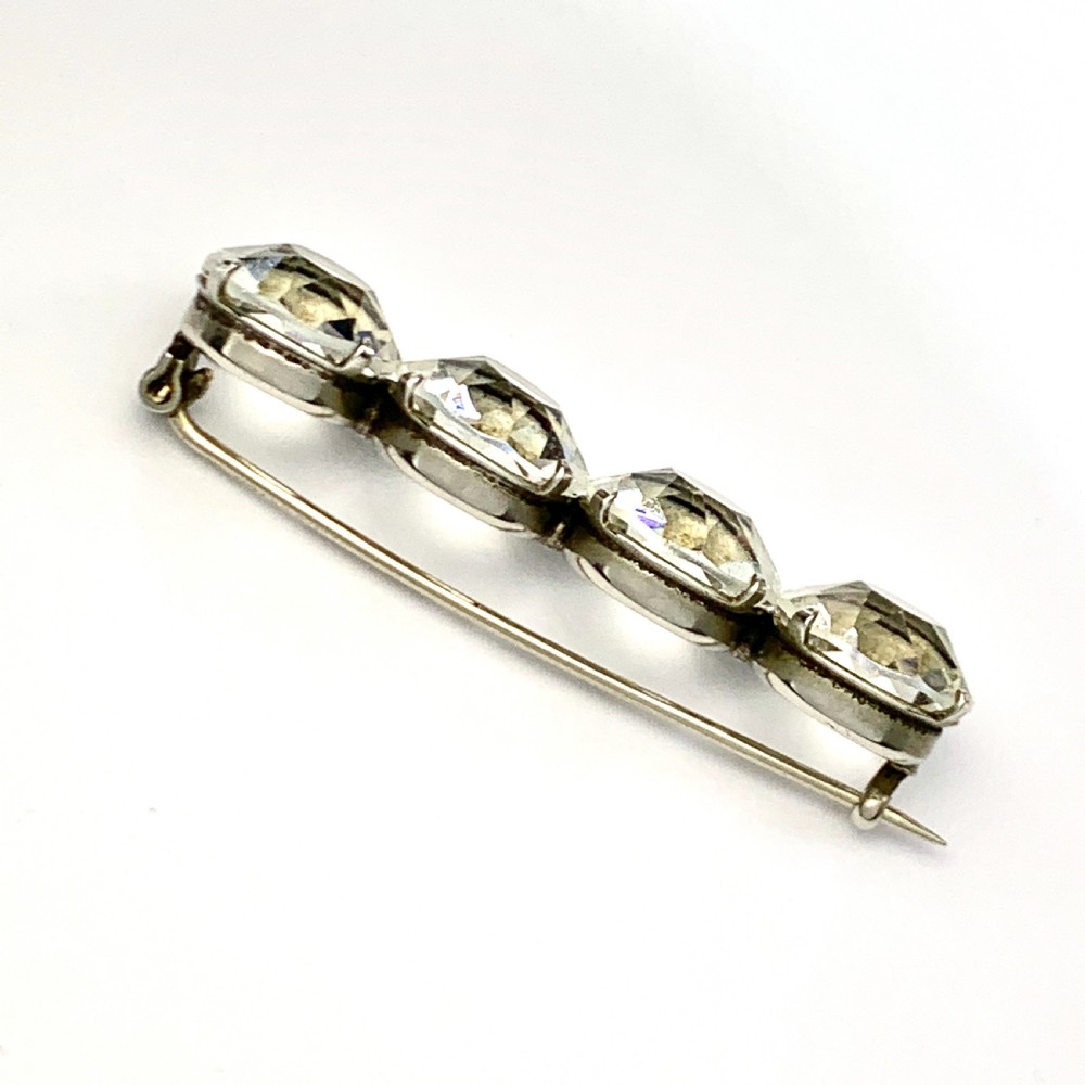 Edwardian/Art Deco Four Stone Faux Diamond Brooch View III