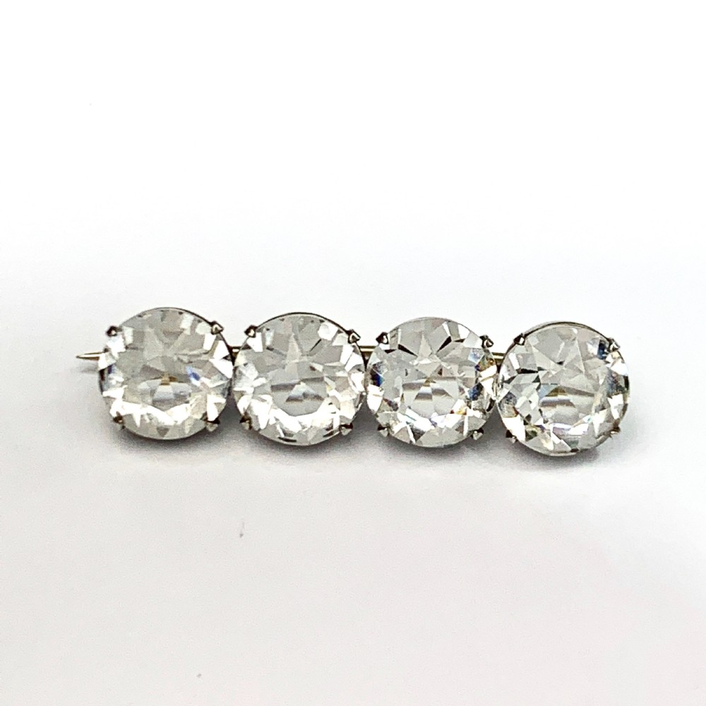 Edwardian/Art Deco Four Stone Faux Diamond Brooch View IV
