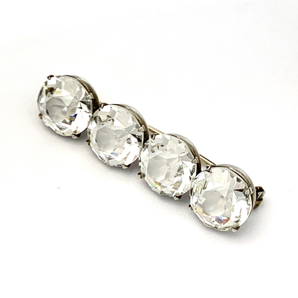 Edwardian/Art Deco Four Stone Faux Diamond Brooch View V