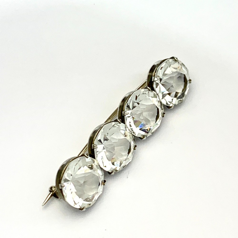 Edwardian/Art Deco Four Stone Faux Diamond Brooch View VI