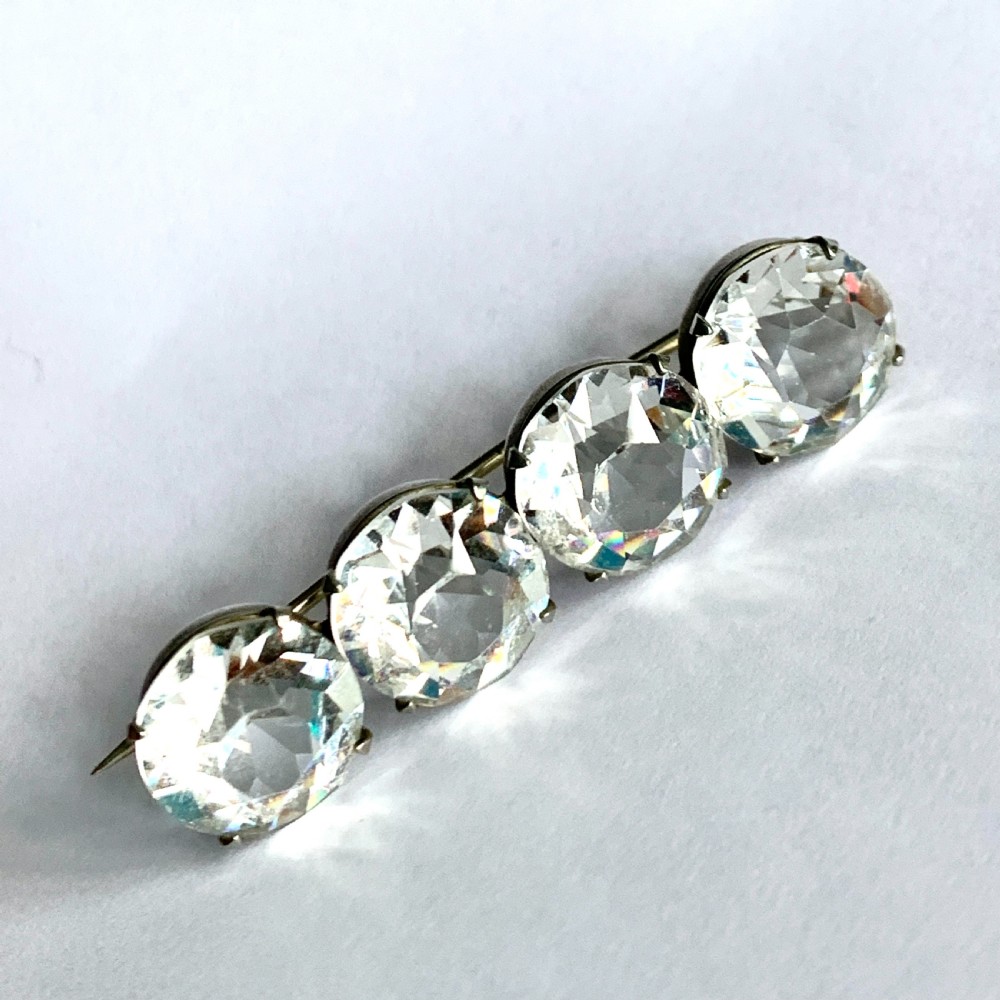 Edwardian/Art Deco Four Stone Faux Diamond Brooch View VII