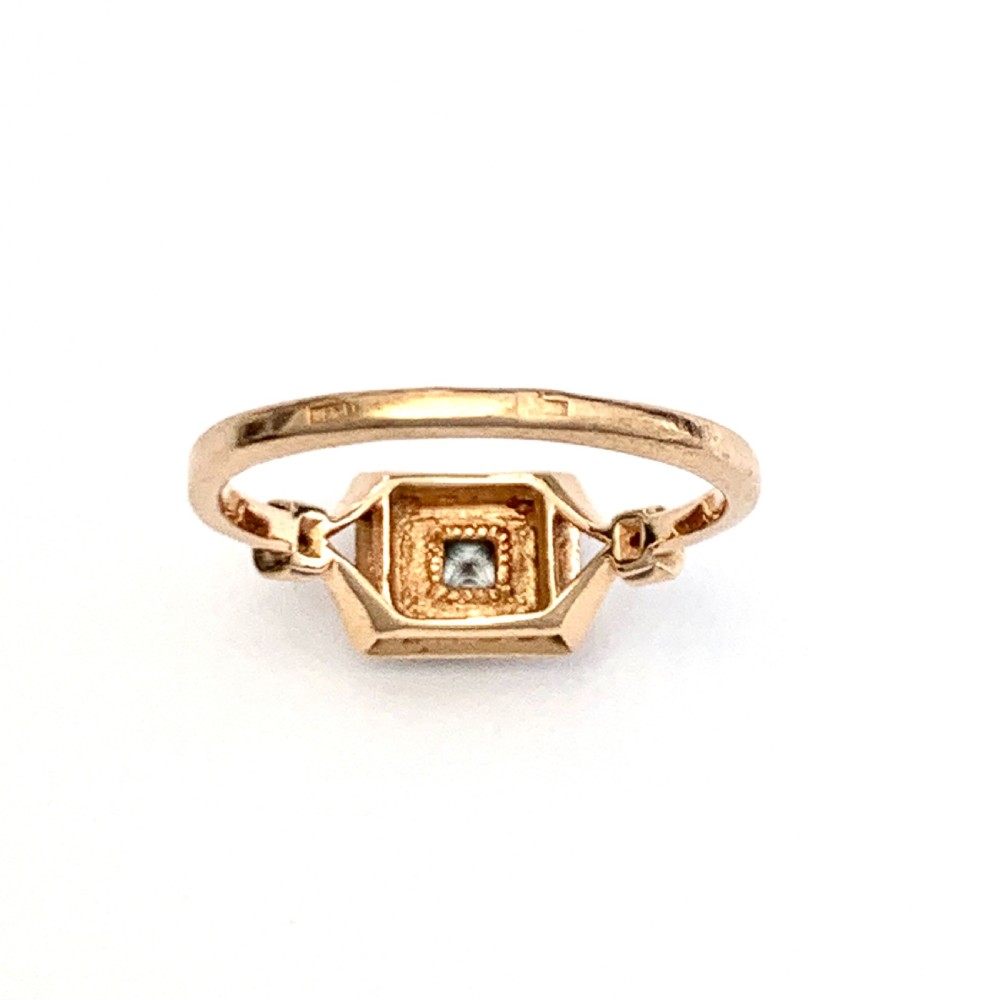 Art Deco 14CT Rose Gold Enamelled Sapphire Ring View VI