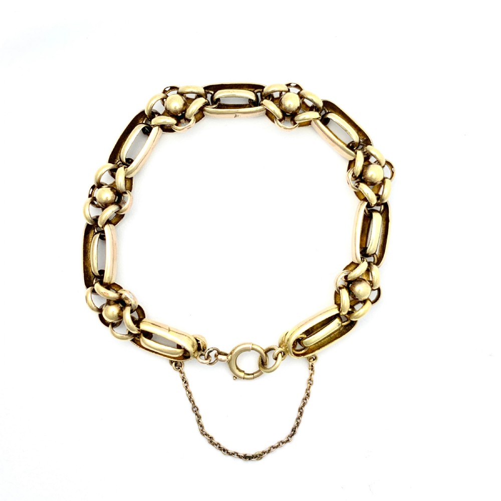 Victorian Turquoise-Set 15CT Gold Fancy Link Bracelet View II