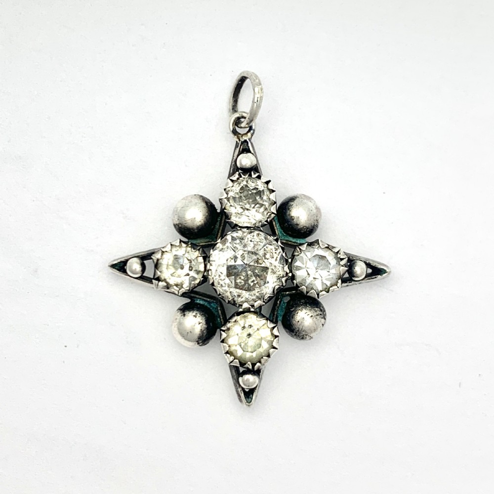 Victorian Sterling Silver Paste Star Pendant