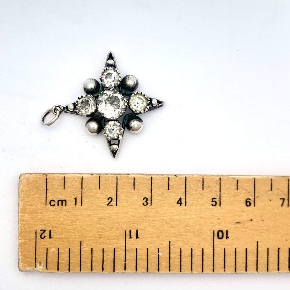 Victorian Sterling Silver Paste Star Pendant View III