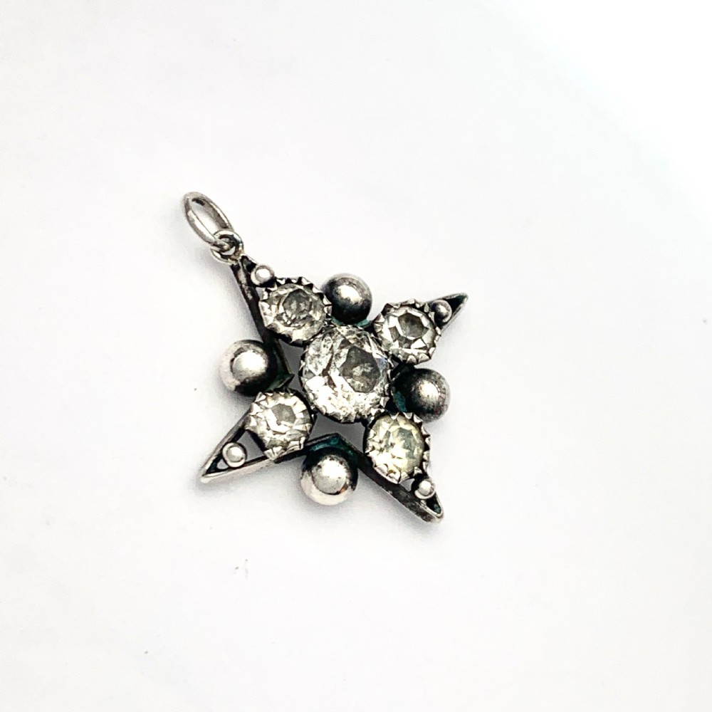Victorian Sterling Silver Paste Star Pendant View IV