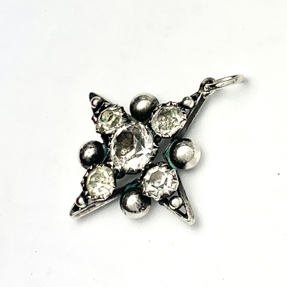 Victorian Sterling Silver Paste Star Pendant View V