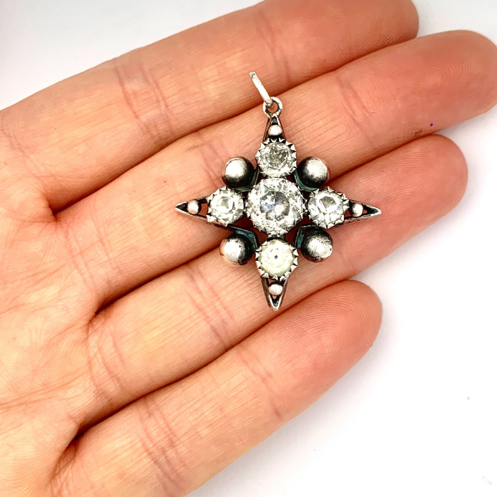 Victorian Sterling Silver Paste Star Pendant View VI