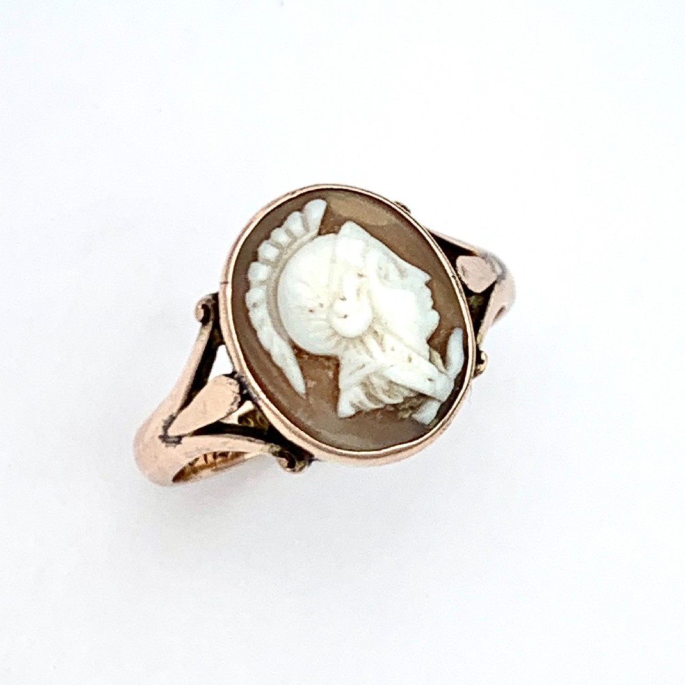 Edwardian Rose Gold Warrior Cameo Ring