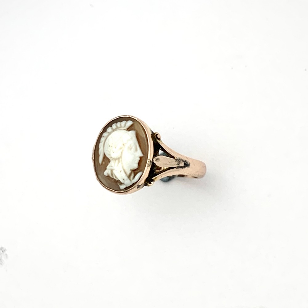 Edwardian Rose Gold Warrior Cameo Ring View II