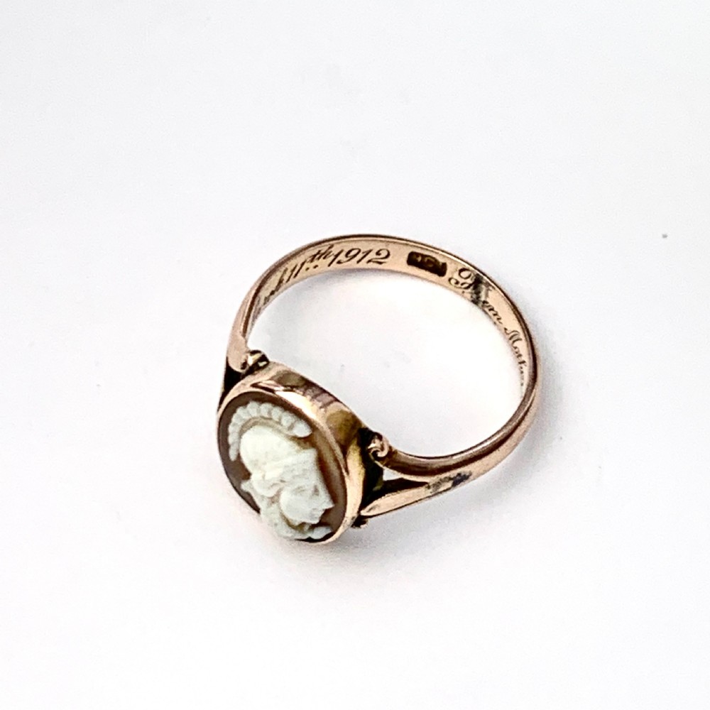 Edwardian Rose Gold Warrior Cameo Ring View IV