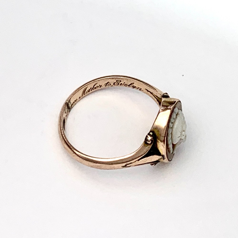 Edwardian Rose Gold Warrior Cameo Ring View V