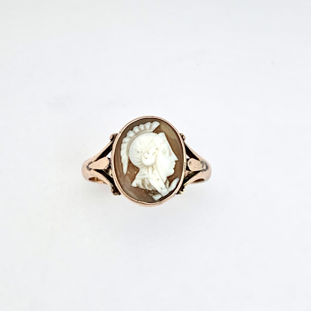 Edwardian Rose Gold Warrior Cameo Ring View VI