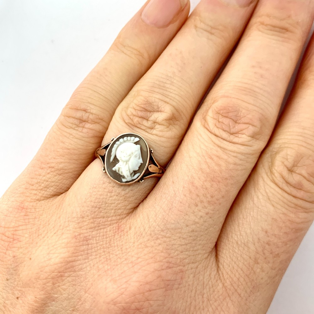 Edwardian Rose Gold Warrior Cameo Ring View VII