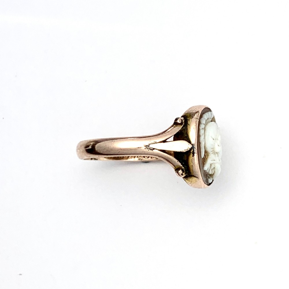 Edwardian Rose Gold Warrior Cameo Ring View VIII